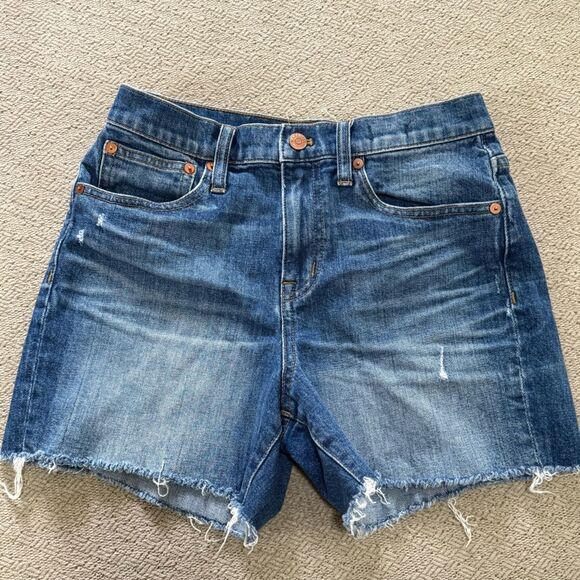 Madewell High-Rise Denim Shorts Destroyed Distressed Medium Wash size 25 - Picture 2 of 12